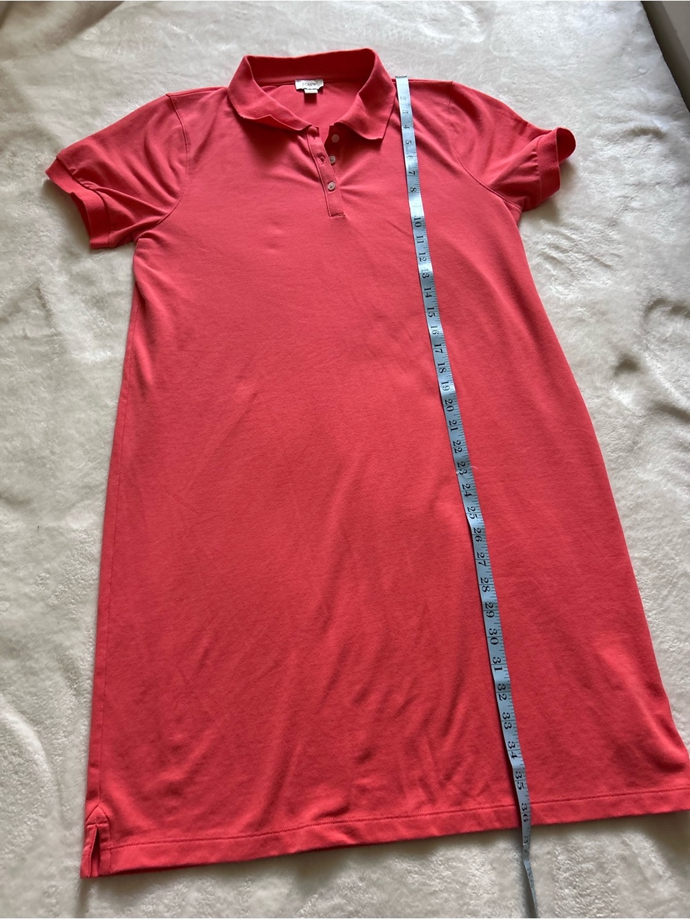 J. Crew Coral Short Sleeve Polo Dress Knee Length Size Medium Cotton - Picture 12 of 12